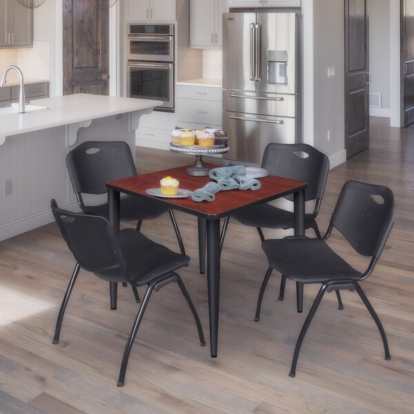 Regency Kahlo Square Table & Chair Sets, 30 W, 30 L, 29 H, Wood, Metal, Plastic Top, Cherry TPL3030CHBK47BK - main